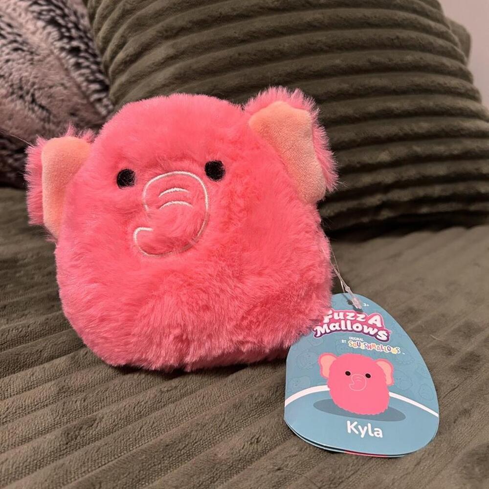 NWT Squishmallows 5" Kyla the Hot Pink Elephant Fuzz-A-Mallow mini plush toy